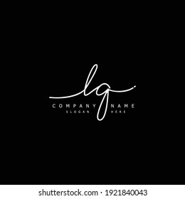 Initial letter LQ calligraphy handwritten logo. Handwritten alphabet in the logo template. Letters and Alphabet for your logo design.