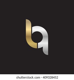 initial letter lq linked round lowercase logo gold silver black background