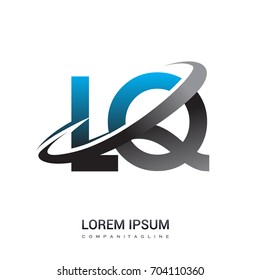 initial letter LQ logotype company name colored blue and grey swoosh design. logo design for business and company identity.