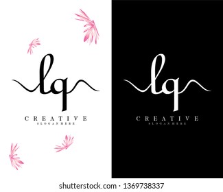 initial letter lq, ql handwriting letter logo template