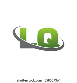 initial letter LQ swoosh ring company logo green gray