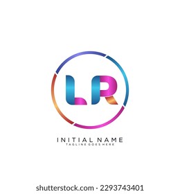 Initial letter LR curve rounded logo, gradient vibrant colorful glossy 