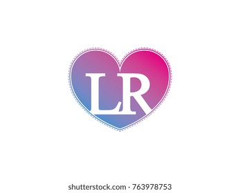 the initial letter LR in the heart symbol as a logo, sign and decoration
