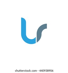 initial letter lr linked round lowercase logo blue