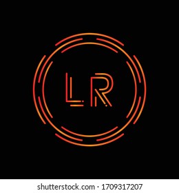 Initial Letter LR Logo Design vector Template In Red Colors With Black Background. Creative Modern Luxury Letters LR Vector Logo Illustration.