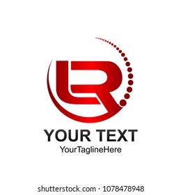 Initial letter LR logo template colored red circle swoosh design for business and company identity