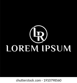 Initial letter LR logo template with vintage serif font illustration in flat design monogram symbol