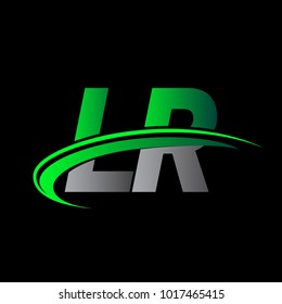 initial letter LR logotype company name colored green and black swoosh design. vector logo for business and company identity.