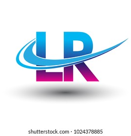 initial letter LR logotype company name colored blue and magenta swoosh design. vector logo for business and company identity.
