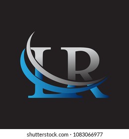 initial letter LR logotype company name colored blue and grey swoosh design. vector logo for business and company identity.