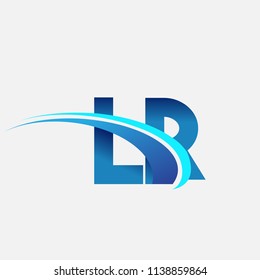 initial letter LR logotype company name colored blue and swoosh design. vector logo for business and company identity.
