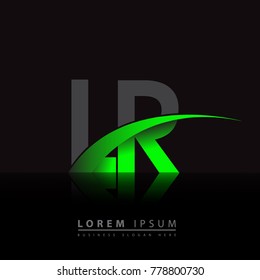 initial letter LR logotype company name colored green and black swoosh design. vector logo for business and company identity.
