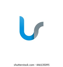 initial letter lr modern linked circle round lowercase logo blue gray