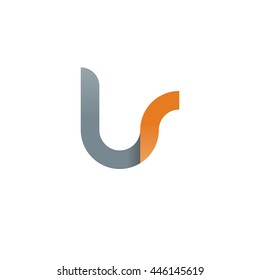 initial letter lr modern linked circle round lowercase logo orange gray