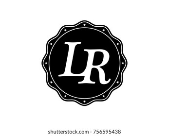 Initial letter LR monogram logo black seal stamp lace