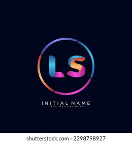 Initial letter LS curve rounded logo, gradient vibrant colorful glossy 