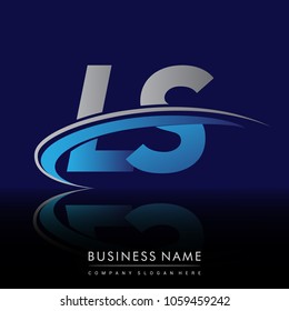 initial letter LS logotype company name colored blue and grey swoosh design. vector logo for business and company identity.