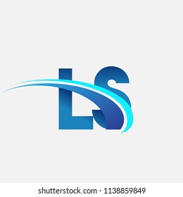 initial letter LS logotype company name colored blue and swoosh design. vector logo for business and company identity.
