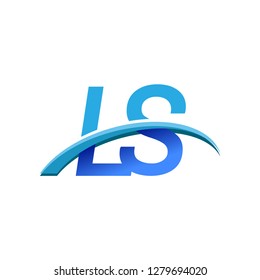 initial letter LS logotype company name colored blue and swoosh design. vector logo for business and company identity.