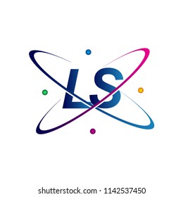 initial letter LS logotype science icon colored blue, red, green and yellow swoosh design. vector logo for business and company identity.
