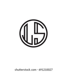 Initial letter LS, minimalist line art monogram circle logo, black color