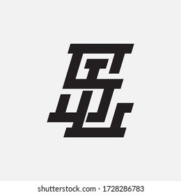 Initial letter LS and SL italic overlapping, interlock, monogram logo, black color on white background