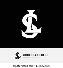 Initial letter LS and SL overlapping, interlock, monogram logo, white color on black background