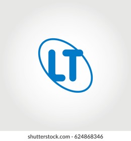 initial letter lt logo blue on white background