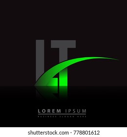 initial letter LT logotype company name colored green and black swoosh design. vector logo for business and company identity.
