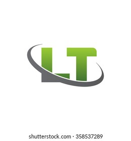 initial letter LT swoosh ring company logo green gray