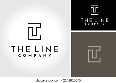 Initial Letter LT T L TL monogram logo design with simple rectangle line style