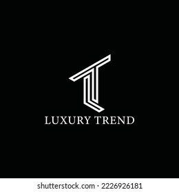 Initial Letter LT T L TL monogram logo design with simple rectangle line style