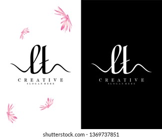initial letter lt, tl handwriting logo template