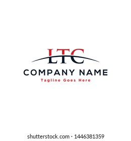 Initial letter LTC, overlapping movement swoosh horizon logo company design inspiration in red and dark blue color vector