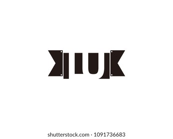 Initial letter lu black ribbon logo design