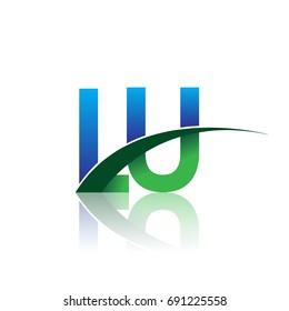 initial letter LU logotype company name colored blue and green swoosh design. vector logo for business and company identity.
