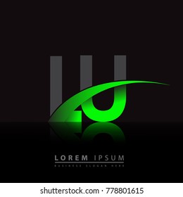 initial letter LU logotype company name colored green and black swoosh design. vector logo for business and company identity.
