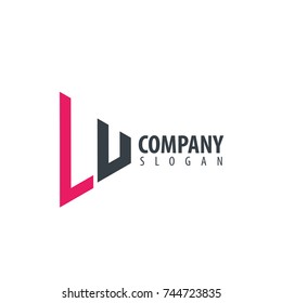 Initial Letter LU LV Linked Triangle Design Logo