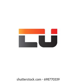 Initial letter LU, straight linked line bold logo, gradient fire red black colors