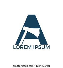 Initial letter A and Lumberjack axe logo design. Woodworking or carpentry logo design concept.	