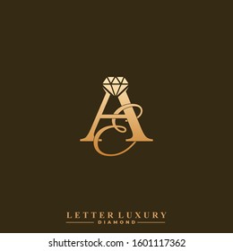 Initial Letter Luxury AE with diamond. Diamond Icon in Flat Style Logo.