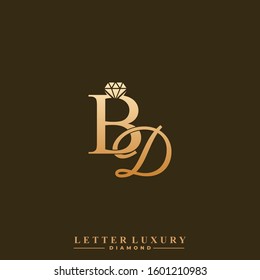 Initial Letter Luxury BD with diamond. Diamond Icon in Flat Style Logo.