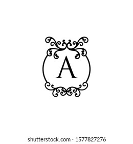 Initial A letter luxury beauty flourishes ornament monogram logo