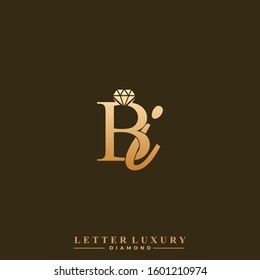 Initial Letter Luxury BI with diamond. Diamond Icon in Flat Style Logo.