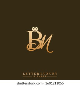 Initial Letter Luxury BM with diamond. Diamond Icon in Flat Style Logo.