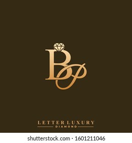 Initial Letter Luxury BP with diamond. Diamond Icon in Flat Style Logo.