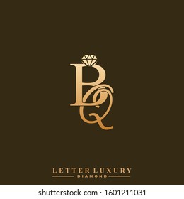Initial Letter Luxury BQ with diamond. Diamond Icon in Flat Style Logo.
