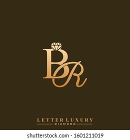 Initial Letter Luxury BR with diamond. Diamond Icon in Flat Style Logo.