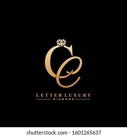 Initial Letter Luxury CC with diamond. Diamond Icon in Flat Style Logo.