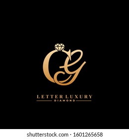 Initial Letter Luxury CG with diamond. Diamond Icon in Flat Style Logo.